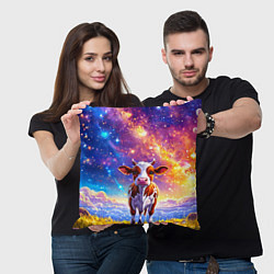 Подушка квадратная Коровка и звездное небо, цвет: 3D-принт — фото 2