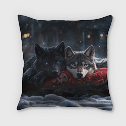 Подушка квадратная Love wolfs, цвет: 3D-принт