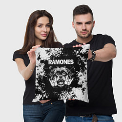 Подушка квадратная Ramones рок пес, цвет: 3D-принт — фото 2