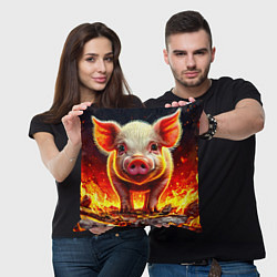 Подушка квадратная Свинка в огне, цвет: 3D-принт — фото 2
