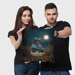 Подушка квадратная Kingdom Come Deliverance 2 рыцарь котенок, цвет: 3D-принт — фото 2