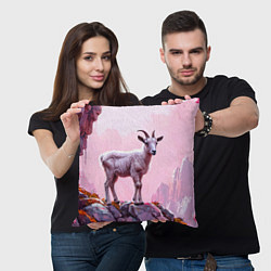 Подушка квадратная Козлик в розовом свете, цвет: 3D-принт — фото 2