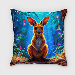 Подушка квадратная Кенгуру в джунглях, цвет: 3D-принт