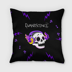 Подушка квадратная Evanescence неоновый череп, цвет: 3D-принт