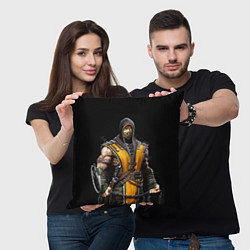 Подушка квадратная Mortal kombat - Scorpion, цвет: 3D-принт — фото 2