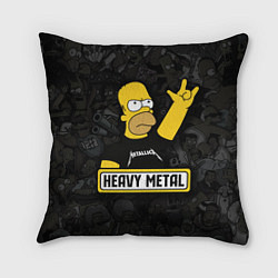 Подушка квадратная Heavy metal Гомер симпсон, цвет: 3D-принт