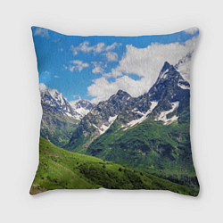 Подушка квадратная Домбай - горный пейзаж на Северном Кавказе, цвет: 3D-принт