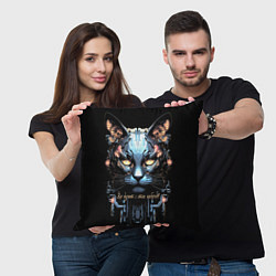 Подушка квадратная Все дуреют с этих киборгов, цвет: 3D-принт — фото 2