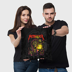 Подушка квадратная Metallica - skeleton with a lantern, цвет: 3D-принт — фото 2