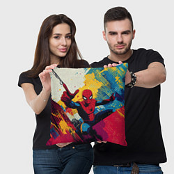 Подушка квадратная Человек паук висит на паутине, цвет: 3D-принт — фото 2