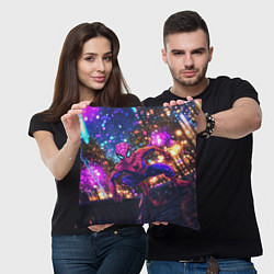 Подушка квадратная Человек-паук и фиолетовый свет, цвет: 3D-принт — фото 2