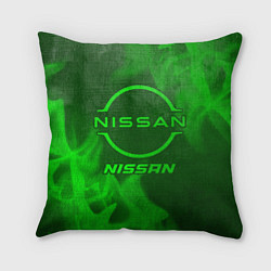 Подушка квадратная Nissan - green gradient, цвет: 3D-принт