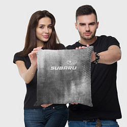 Подушка квадратная Subaru - grey gradient посередине, цвет: 3D-принт — фото 2