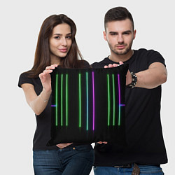 Подушка квадратная Neon stripes, цвет: 3D-принт — фото 2