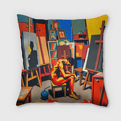 Подушка квадратная Художник в мастерской, цвет: 3D-принт