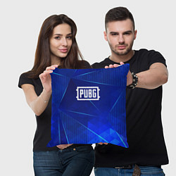 Подушка квадратная PUBG blue poly, цвет: 3D-принт — фото 2