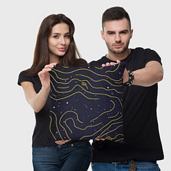 Подушка квадратная Абстракция золотых линий текстура, цвет: 3D-принт — фото 2