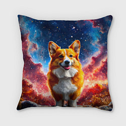 Подушка квадратная Корги и космическое небо, цвет: 3D-принт
