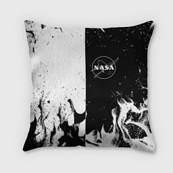 Подушка квадратная Nasa черно белый огонь, цвет: 3D-принт