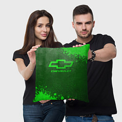 Подушка квадратная Chevrolet - green gradient, цвет: 3D-принт — фото 2
