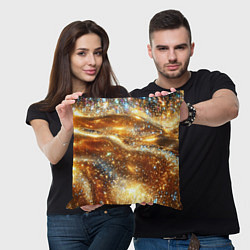Подушка квадратная Золотая волнистая текстура, цвет: 3D-принт — фото 2