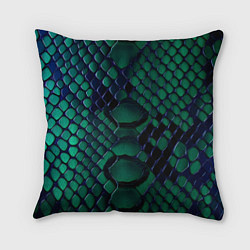 Подушка квадратная Бирюзовая змеиная кожа, цвет: 3D-принт