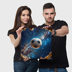 Подушка квадратная Футбольный мяч в космосе, цвет: 3D-принт — фото 2