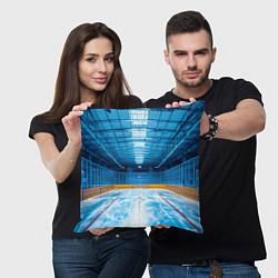 Подушка квадратная Хоккейная коробка, цвет: 3D-принт — фото 2