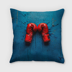 Подушка квадратная Бойцовские перчатки на синем, цвет: 3D-принт
