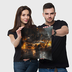 Подушка квадратная Желтый БМВ в огне, цвет: 3D-принт — фото 2