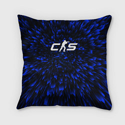 Подушка квадратная Counter-Strike 2 blue energy, цвет: 3D-принт