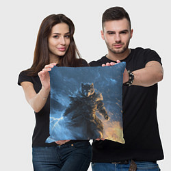 Подушка квадратная Волк и молния, цвет: 3D-принт — фото 2