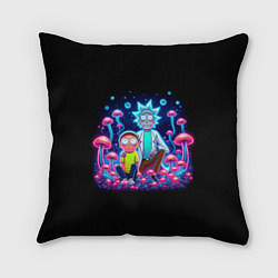 Подушка квадратная Неоновые Рик и Морти - нейроарт фантазия, цвет: 3D-принт