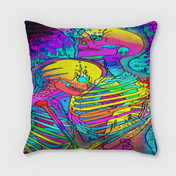 Подушка квадратная Черепа неоновые краски, цвет: 3D-принт