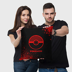 Подушка квадратная Pokemon - red gradient, цвет: 3D-принт — фото 2