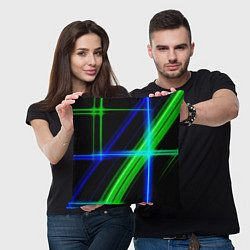 Подушка квадратная Color blue black green, цвет: 3D-принт — фото 2