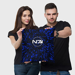 Подушка квадратная Mass Effect blue energy, цвет: 3D-принт — фото 2
