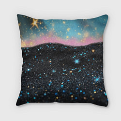 Подушка квадратная Блестящая текстура на черном, цвет: 3D-принт