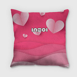 Подушка квадратная Inzoi розовые сердечки, цвет: 3D-принт