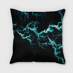Подушка квадратная Lightning light blue glow, цвет: 3D-принт