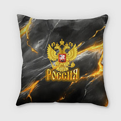 Подушка квадратная Россия черно-желтый фон, цвет: 3D-принт