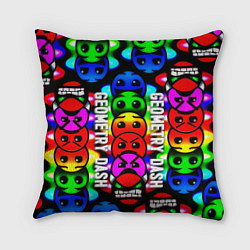 Подушка квадратная Geometry dash neon gradient, цвет: 3D-принт