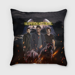 Подушка квадратная Supernatural - true hunters, цвет: 3D-принт