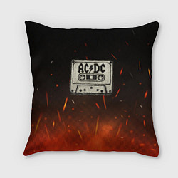 Подушка квадратная ACDC лого на кассете, цвет: 3D-принт