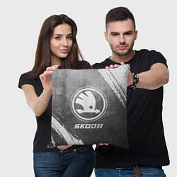 Подушка квадратная Skoda - grey gradient, цвет: 3D-принт — фото 2