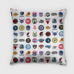 Подушка квадратная Команды НБА на белом фоне, цвет: 3D-принт