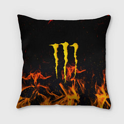 Подушка квадратная Monster energy orange fire, цвет: 3D-принт