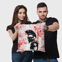 Подушка квадратная Воин Спарты, цвет: 3D-принт — фото 2