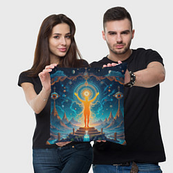 Подушка квадратная Светящаяся оранжевая фигура и круг: энергетическое, цвет: 3D-принт — фото 2