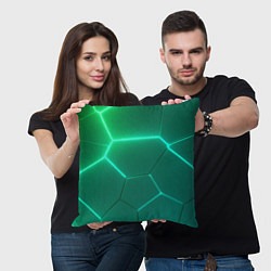 Подушка квадратная Зеленые неоновые плитки, цвет: 3D-принт — фото 2